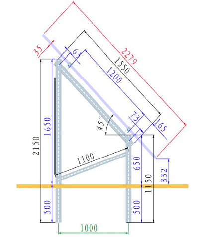Soporte para 3 paneles solares
