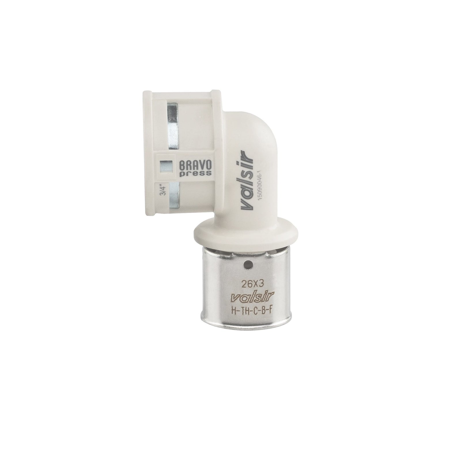 FITTINGS TECNOPOLÍMERO PRENSAR CODO CON HILO HI BP 26X3 X 3/4"